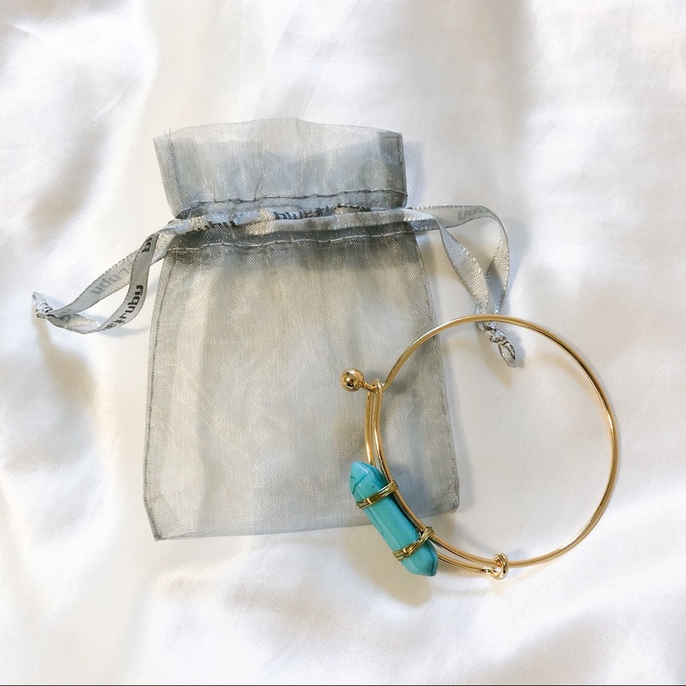 Blue Ruby Turquoise Stone Gold Bangle (BOGO FREE)